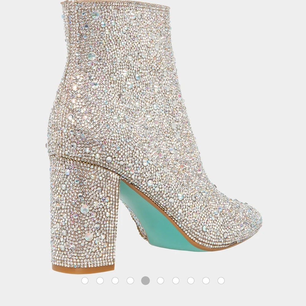 Betsey Johnson Silver Rhinestone Heeled Boots - Picture 2 of 6